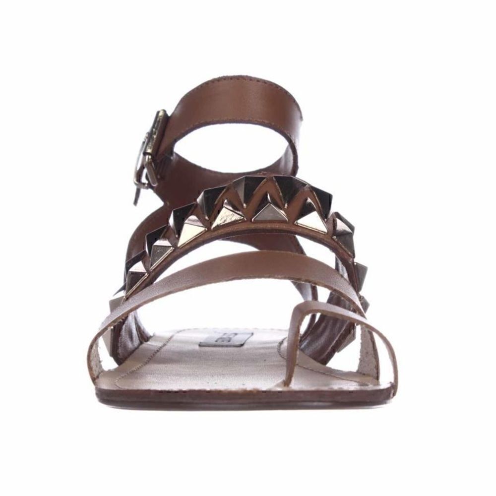 Womens Steve Madden Curlyy Toe Loop Studded Flat Sandals - Cognac - Picture 2 of 12